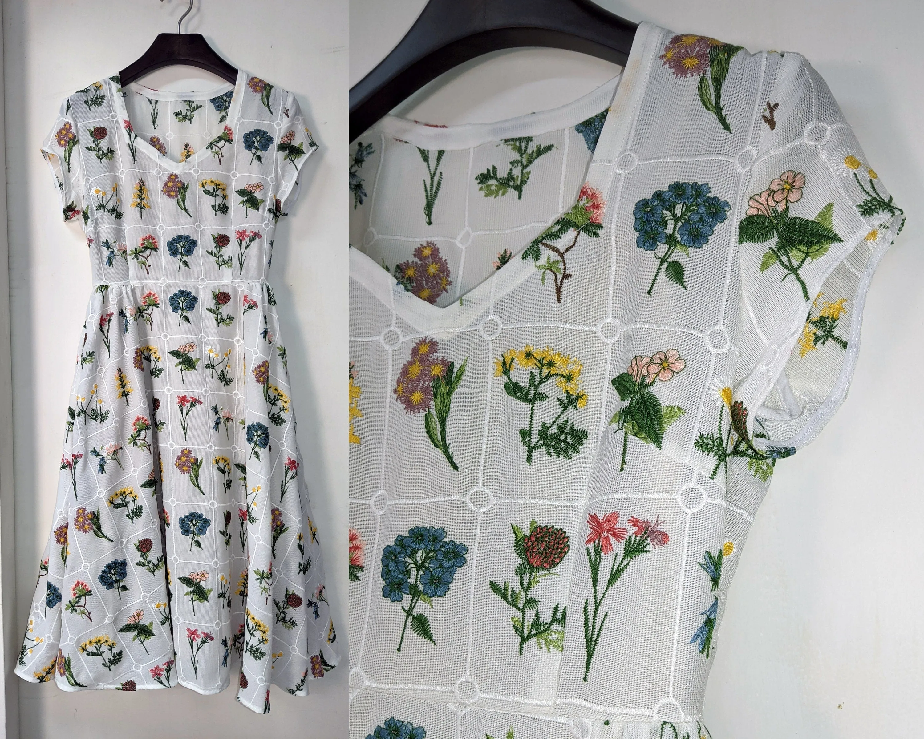 💐 Floral Embroidery Swing Dress