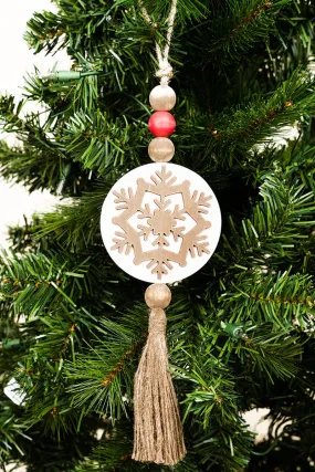 10.5 x 3.5 Snow Place Like Home Wood Beaded Hanging Snowflake
