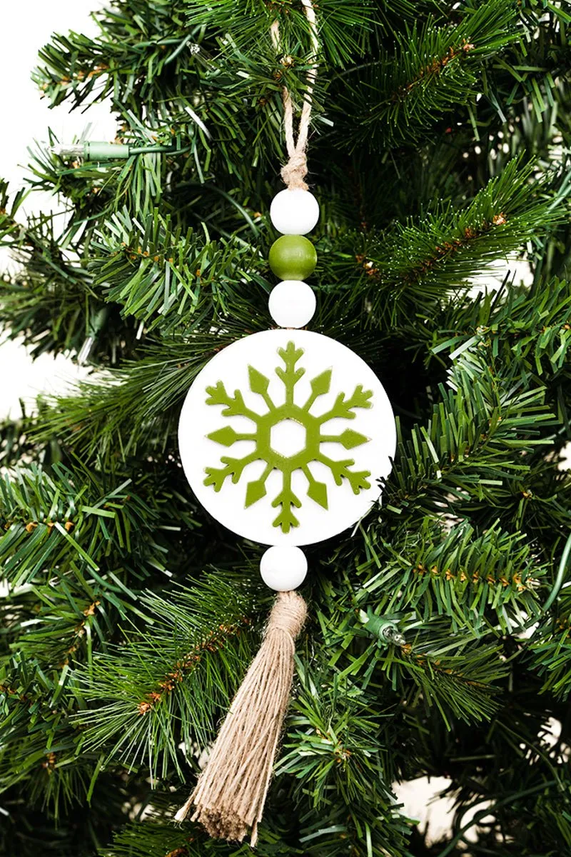 10.5 x 3.5 Winter Ways Wood Beaded Hanging Snowflake