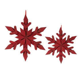 14-18" Red Snowflake Wood Ornament