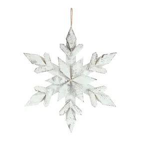 14" Winter Snowflake Wood Ornament