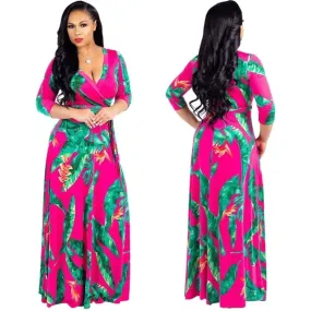 2022 Summer Fashion Women Tropic Floral Print Maxi Dress