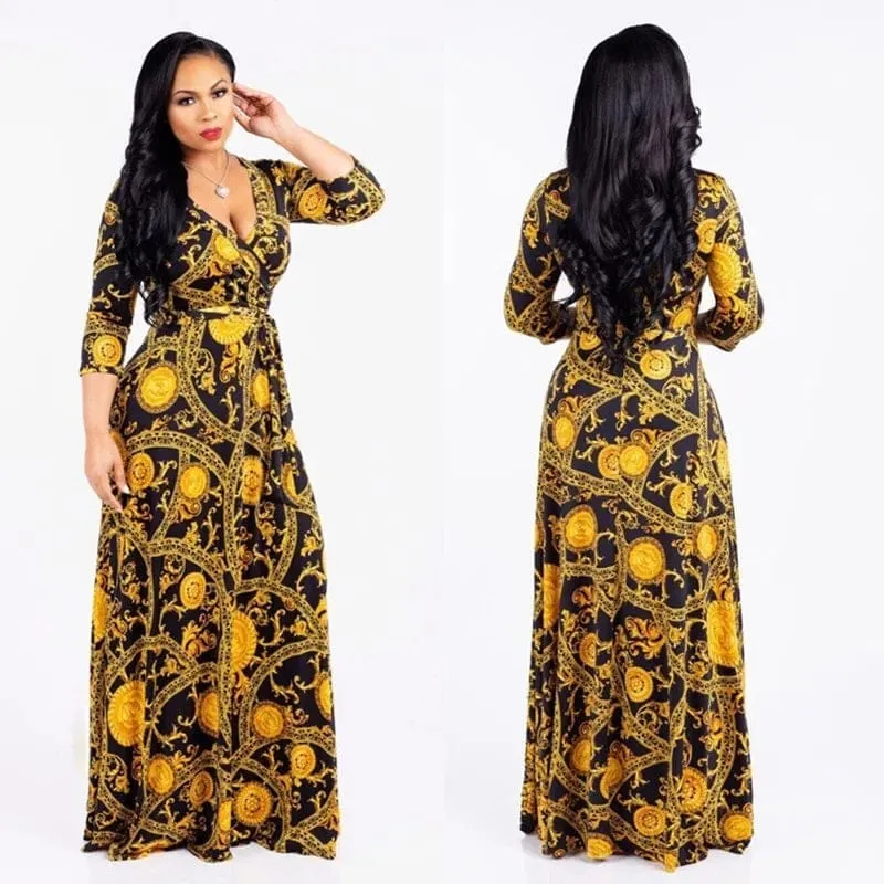 2022 Summer Fashion Women Tropic Floral Print Maxi Dress