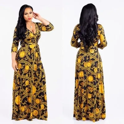 2022 Summer Fashion Women Tropic Floral Print Maxi Dress