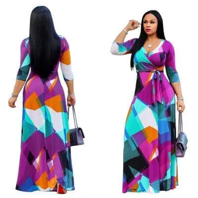 2022 Summer Fashion Women Tropic Floral Print Maxi Dress