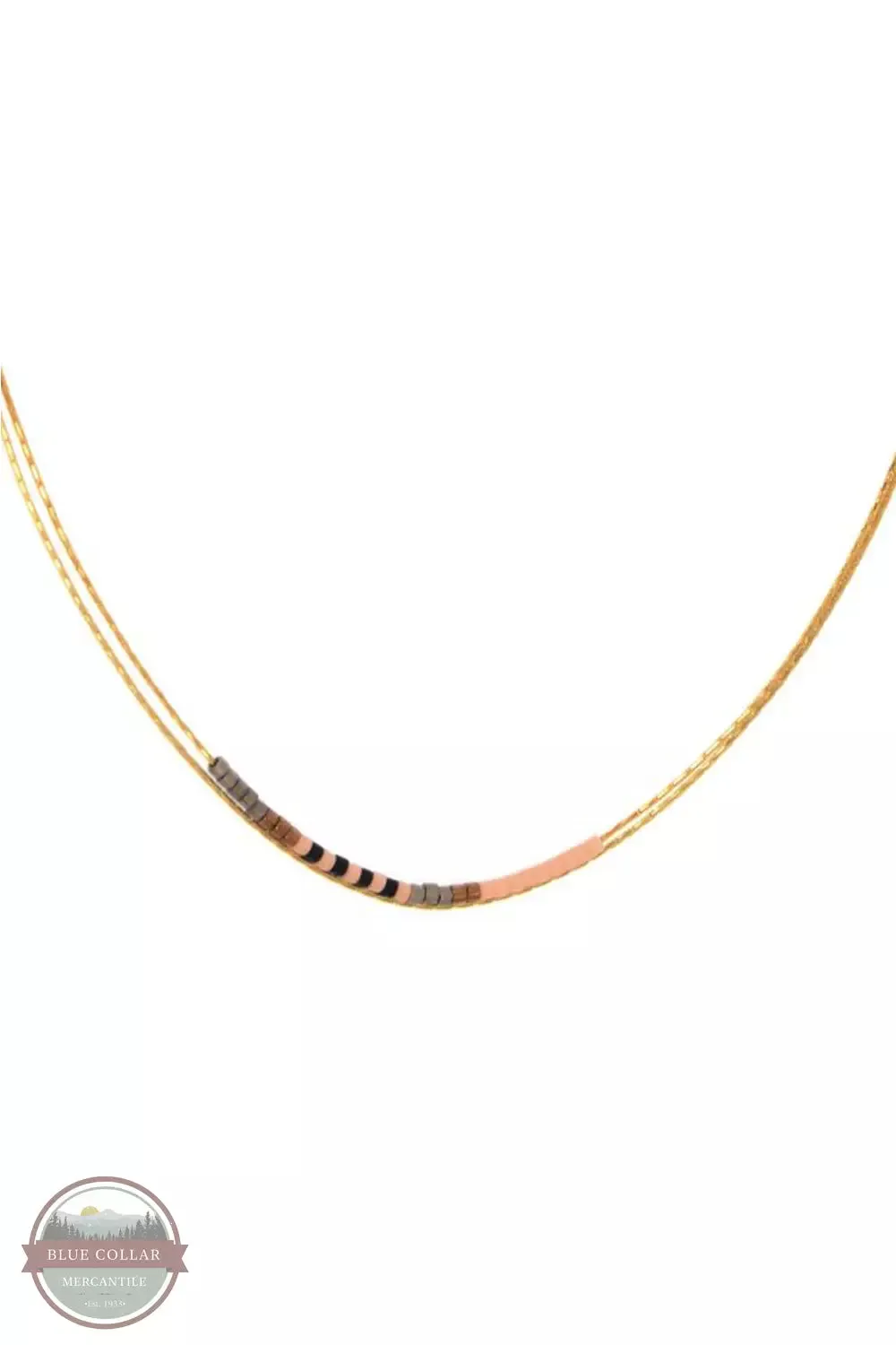 341-06 Two Row Chain with Beads Necklace