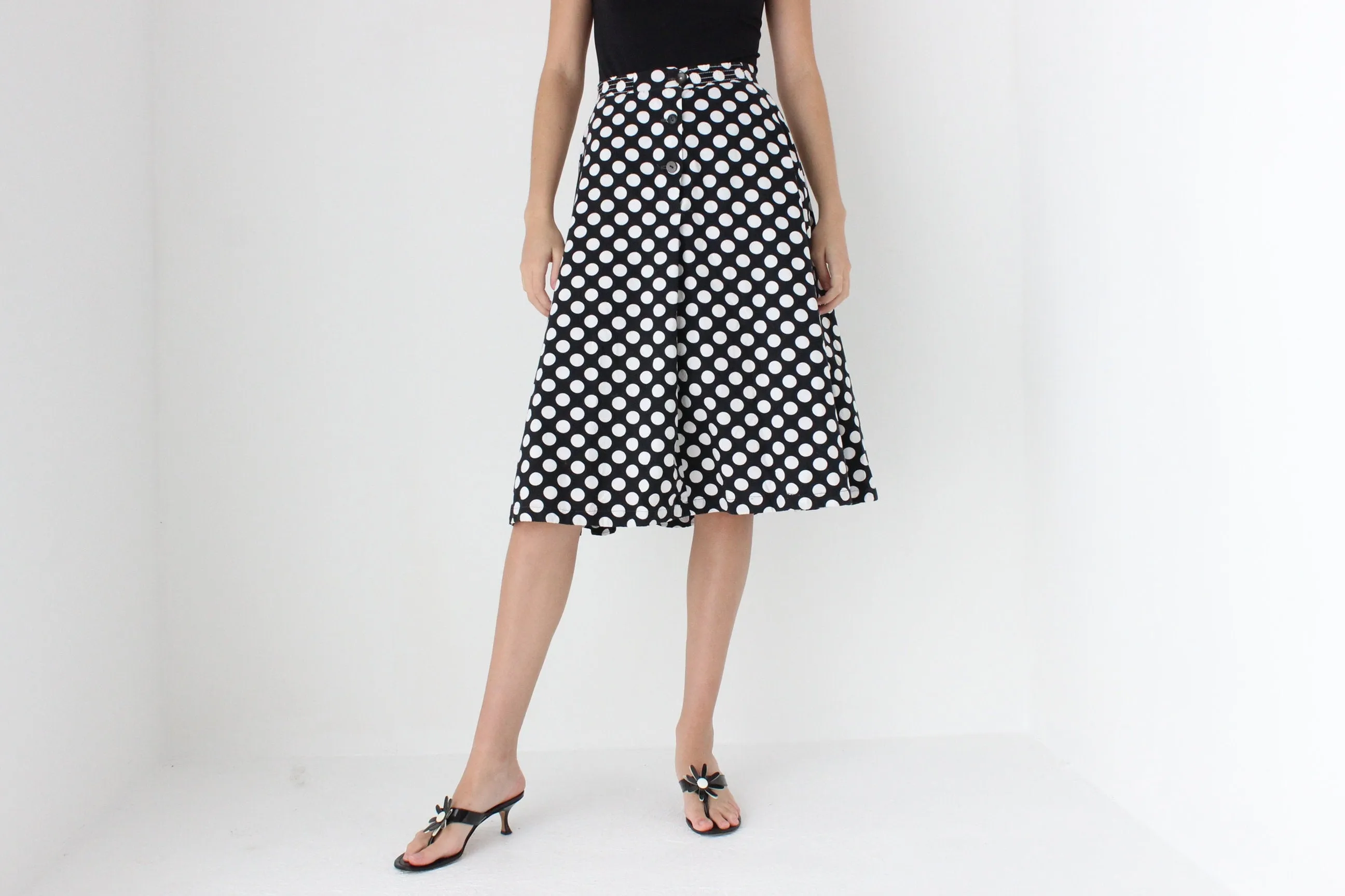 50s Vintage Cotton Polka Dot Skirt