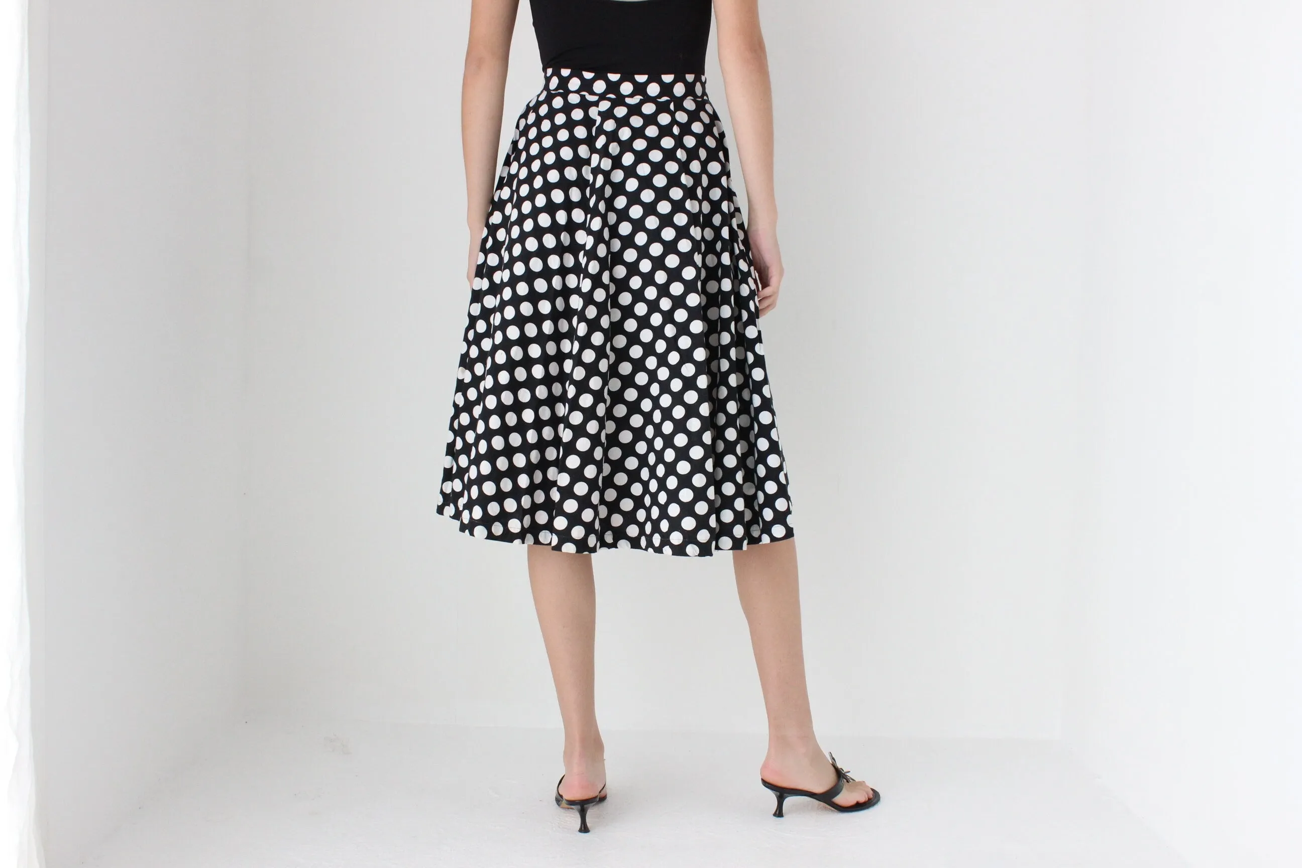 50s Vintage Cotton Polka Dot Skirt