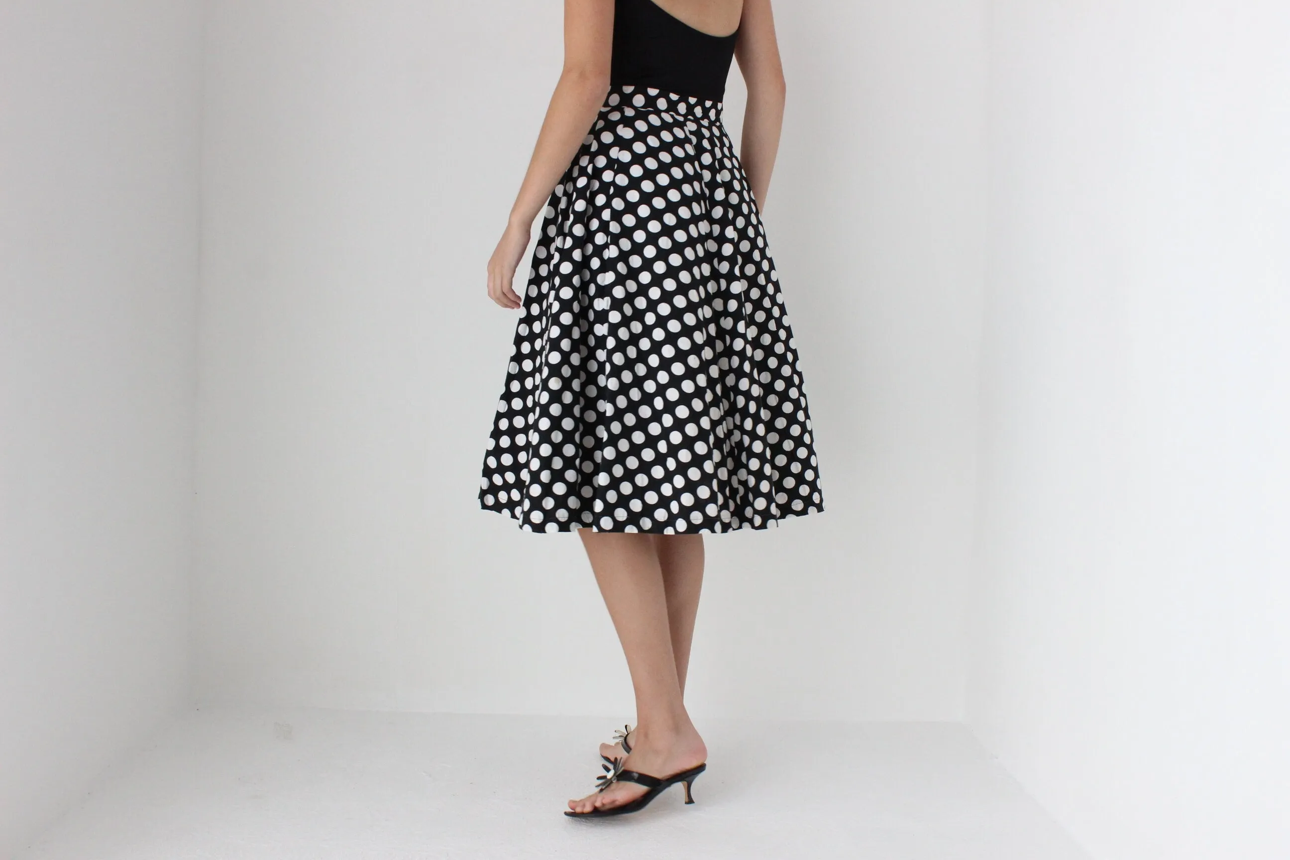 50s Vintage Cotton Polka Dot Skirt