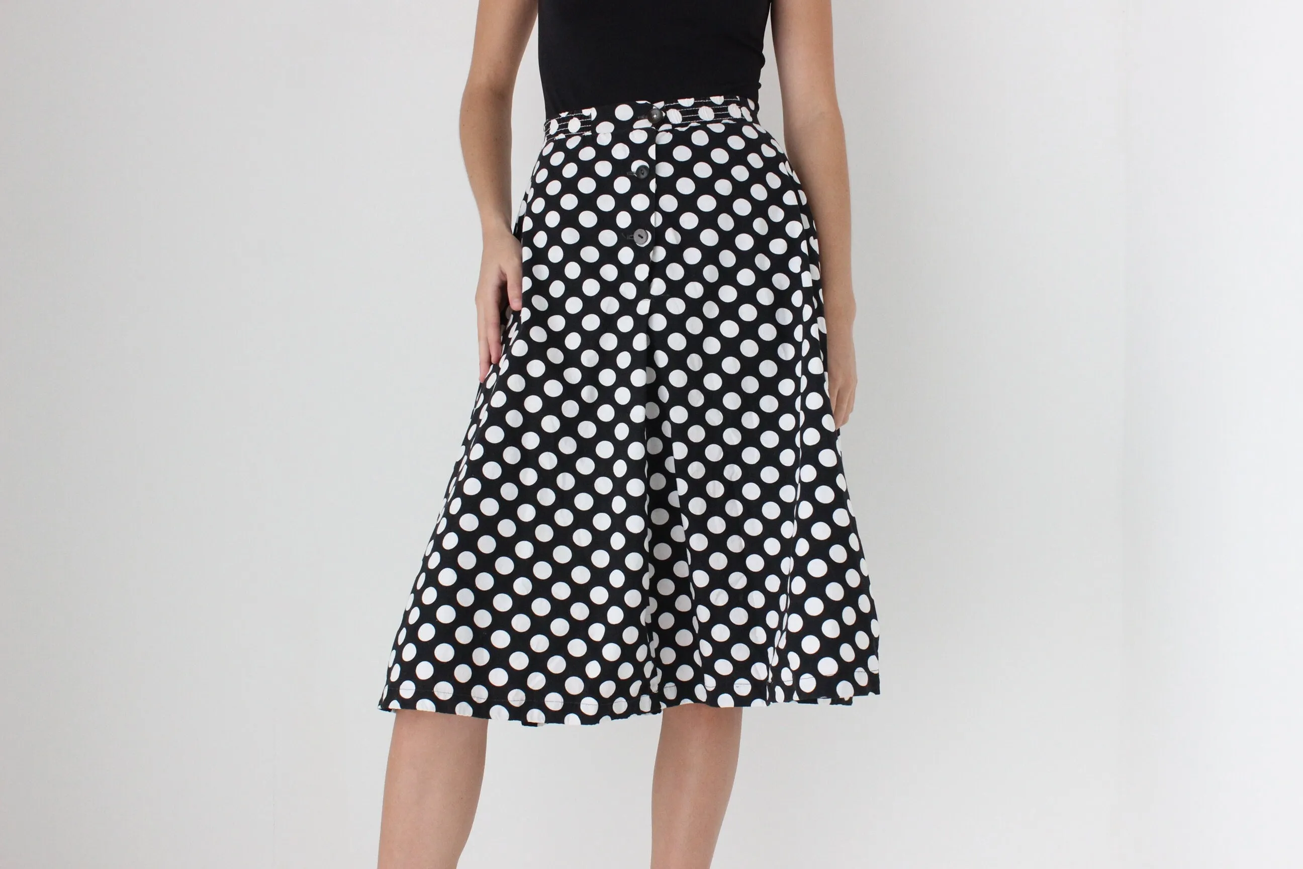 50s Vintage Cotton Polka Dot Skirt