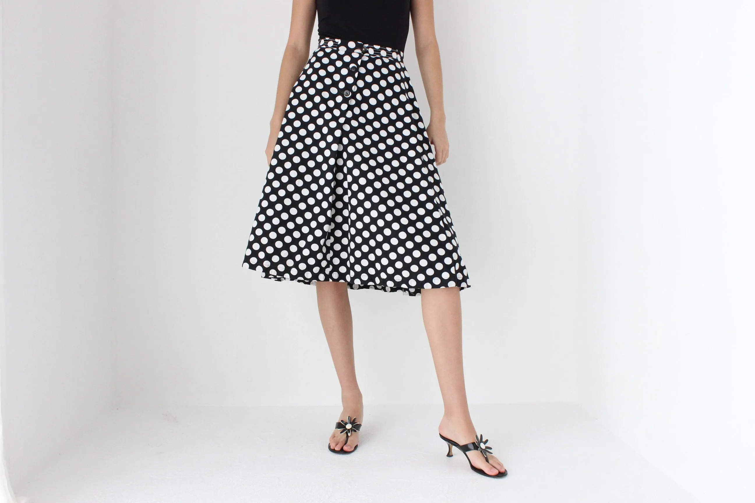 50s Vintage Cotton Polka Dot Skirt