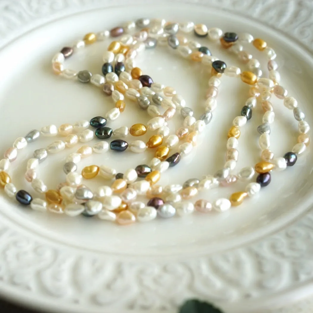 68-inch Length Multicolor Keshi Pearl Long Necklace