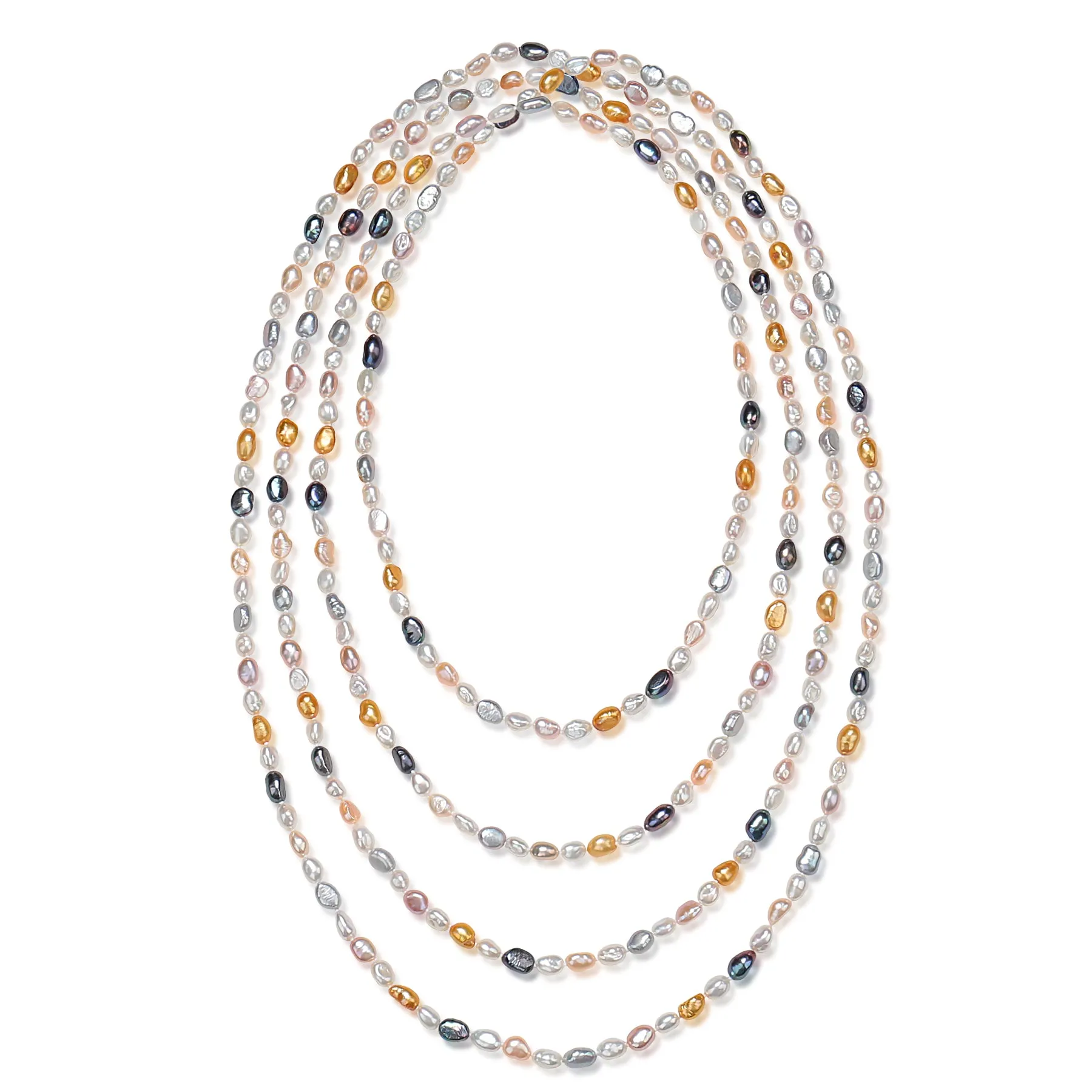 68-inch Length Multicolor Keshi Pearl Long Necklace