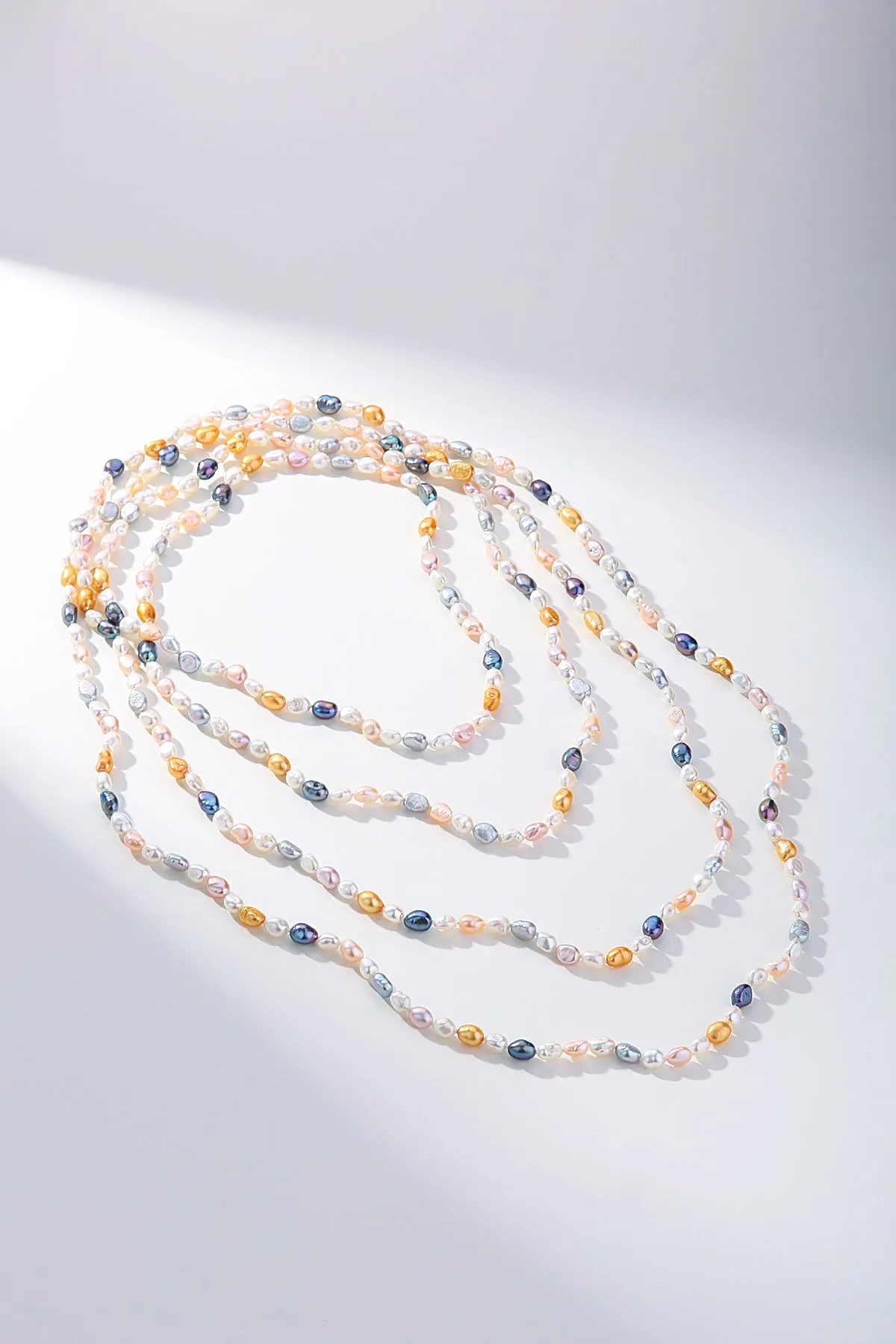 68-inch Length Multicolor Keshi Pearl Long Necklace