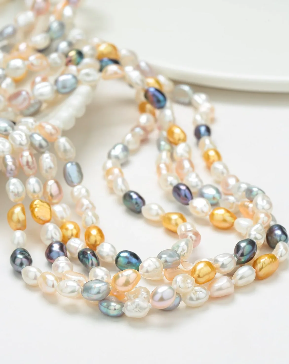 68-inch Length Multicolor Keshi Pearl Long Necklace