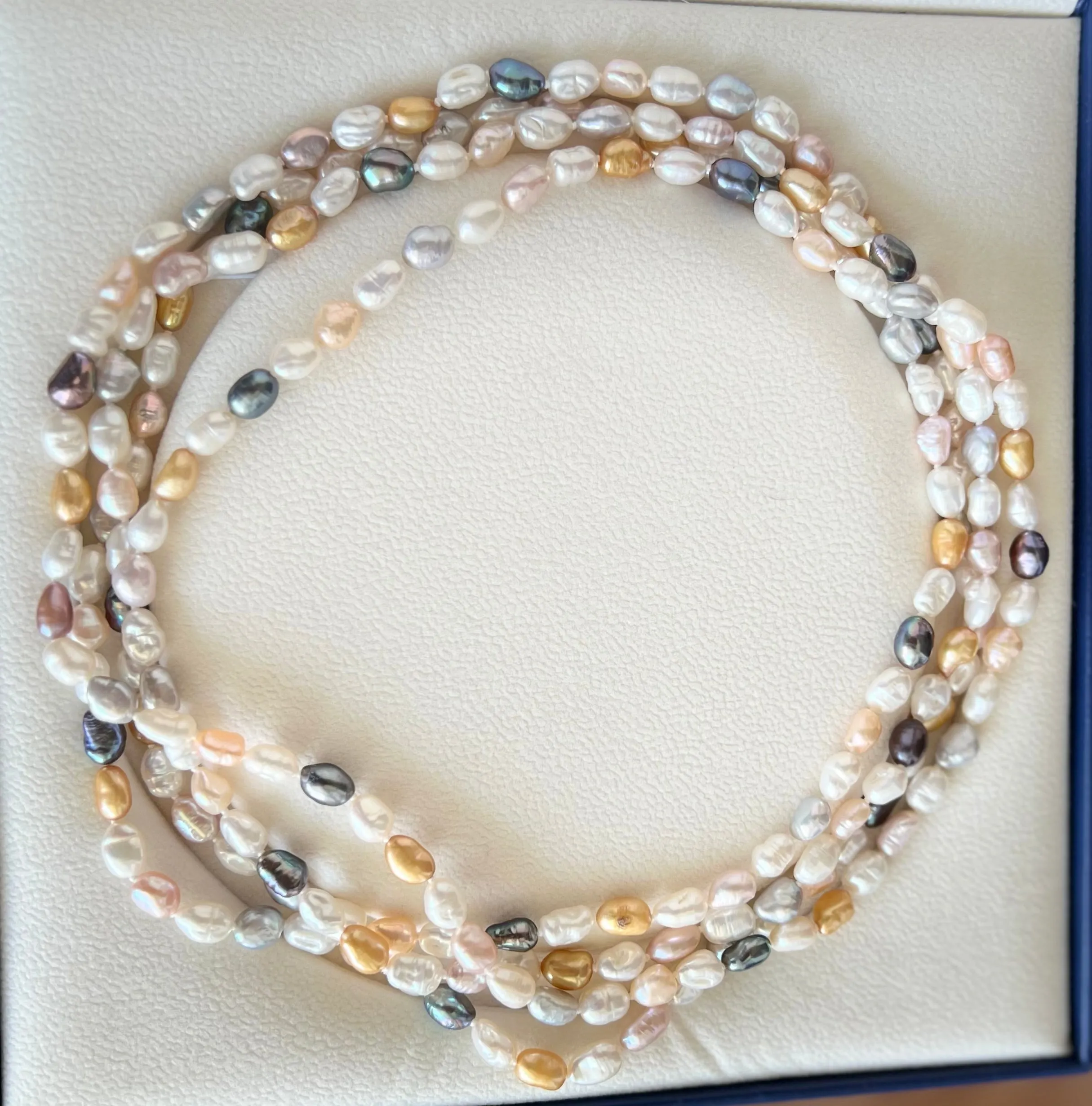 68-inch Length Multicolor Keshi Pearl Long Necklace