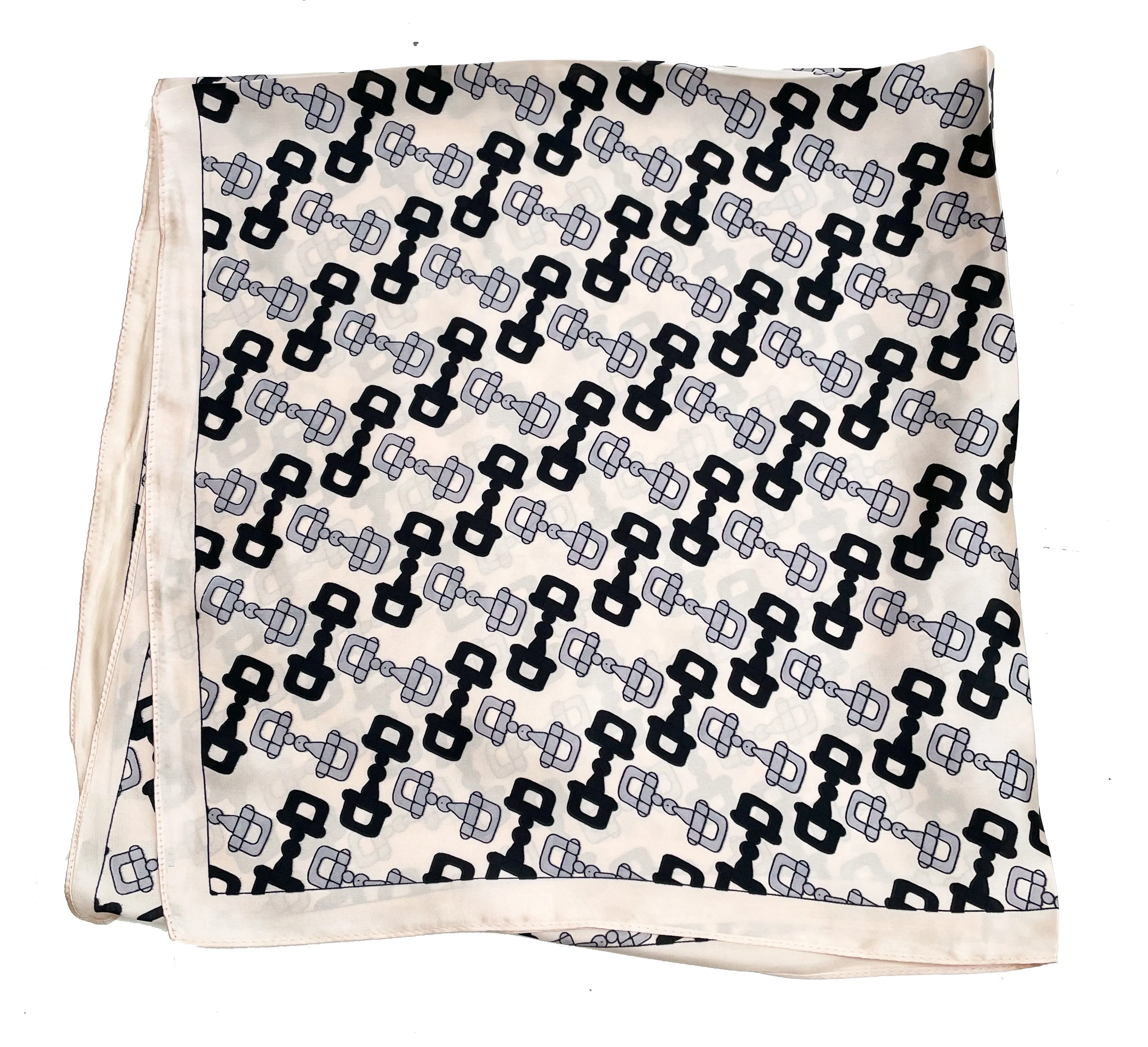 70cm x 70cm Square Scarf Cream Black monogram Scarf Thin Silky Womens Summer Spring