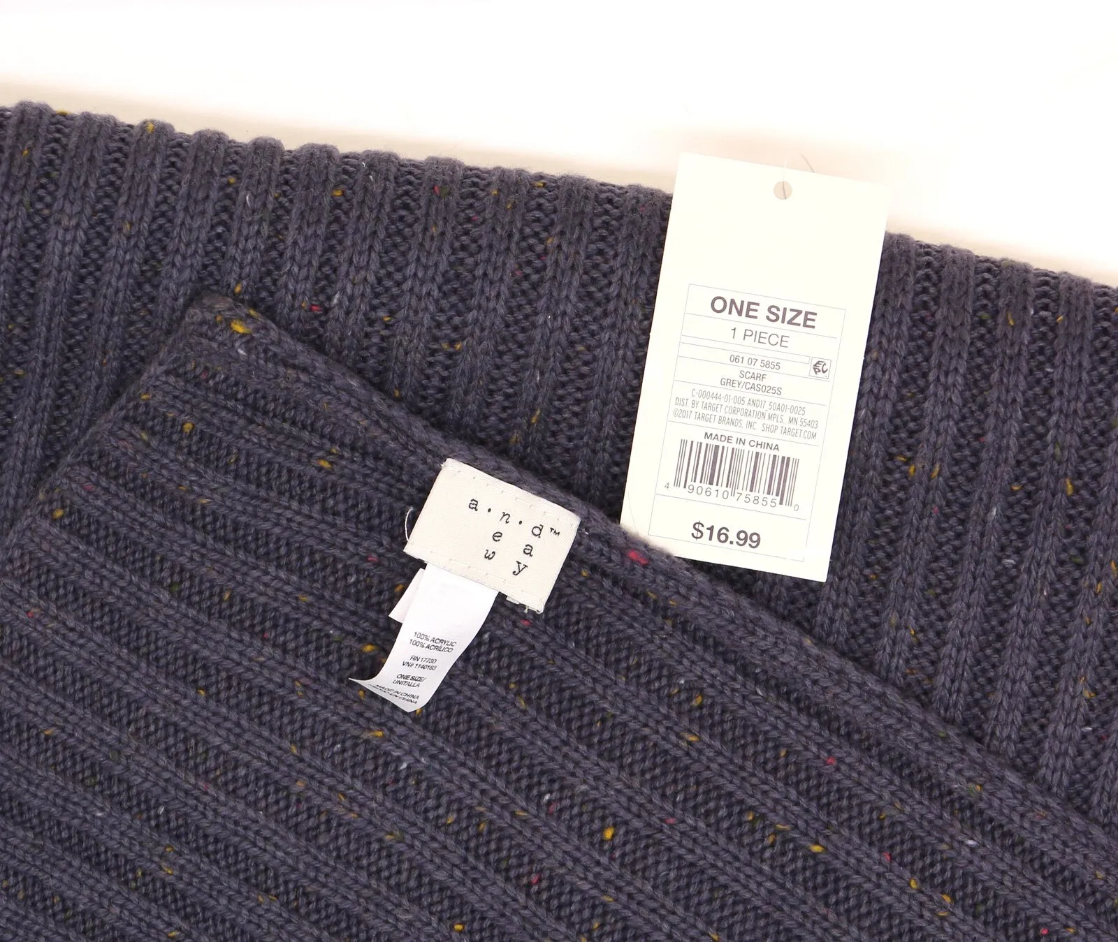 A New Day Women's Ribbed Knit Scarf Grey