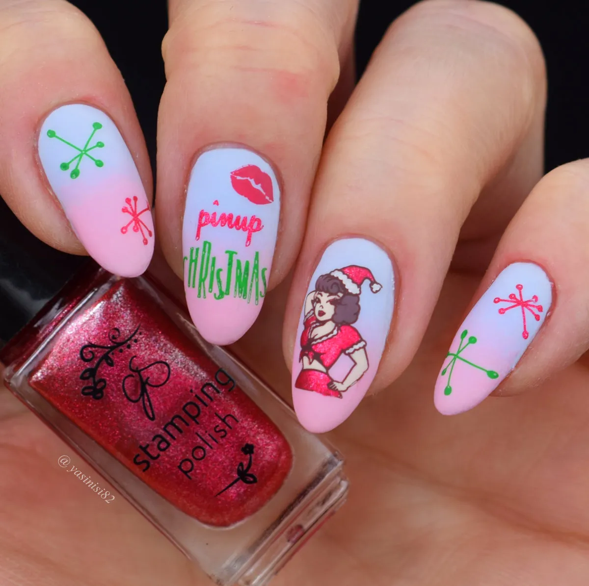 A Very PinUp Christmas (CjSC-76) Steel Nail Art Stamping Plate