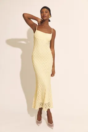 Adoni Mesh Midi Dress in Canary Yellow