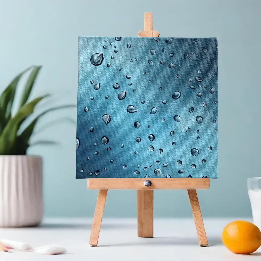 Adorable Desk Decor - Original Mini Canvas Painting - Droplets
