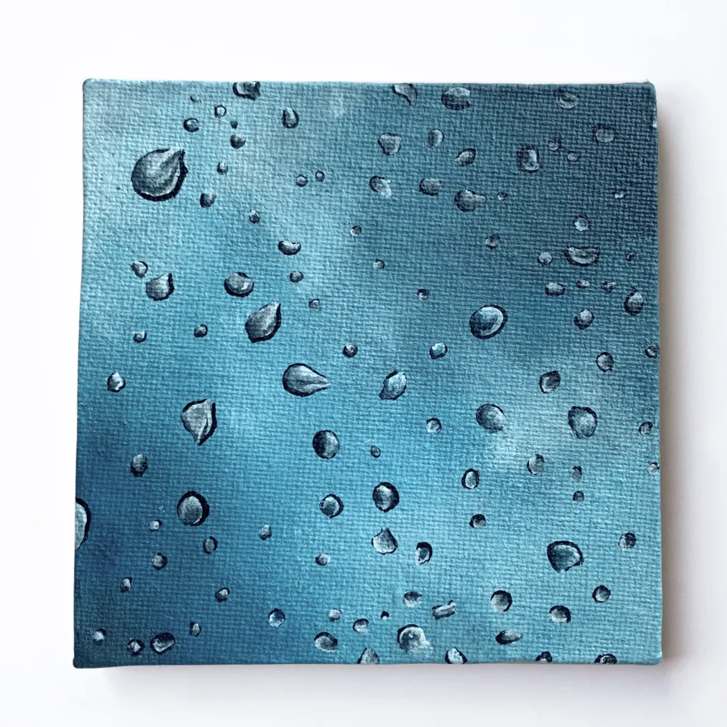 Adorable Desk Decor - Original Mini Canvas Painting - Droplets