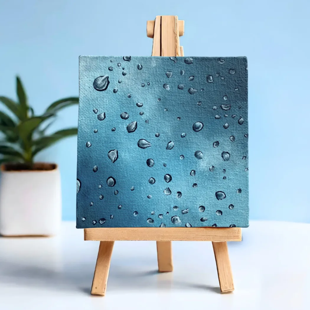 Adorable Desk Decor - Original Mini Canvas Painting - Droplets