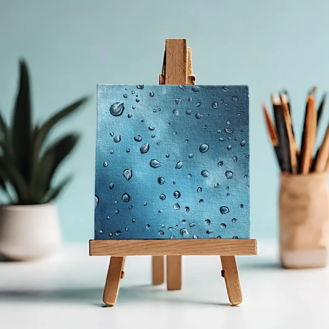 Adorable Desk Decor - Original Mini Canvas Painting - Droplets