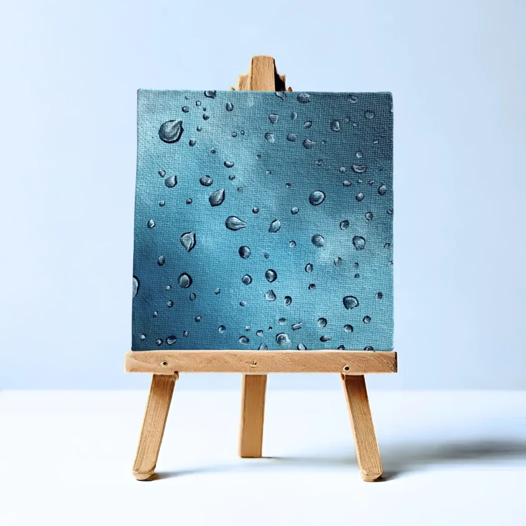 Adorable Desk Decor - Original Mini Canvas Painting - Droplets