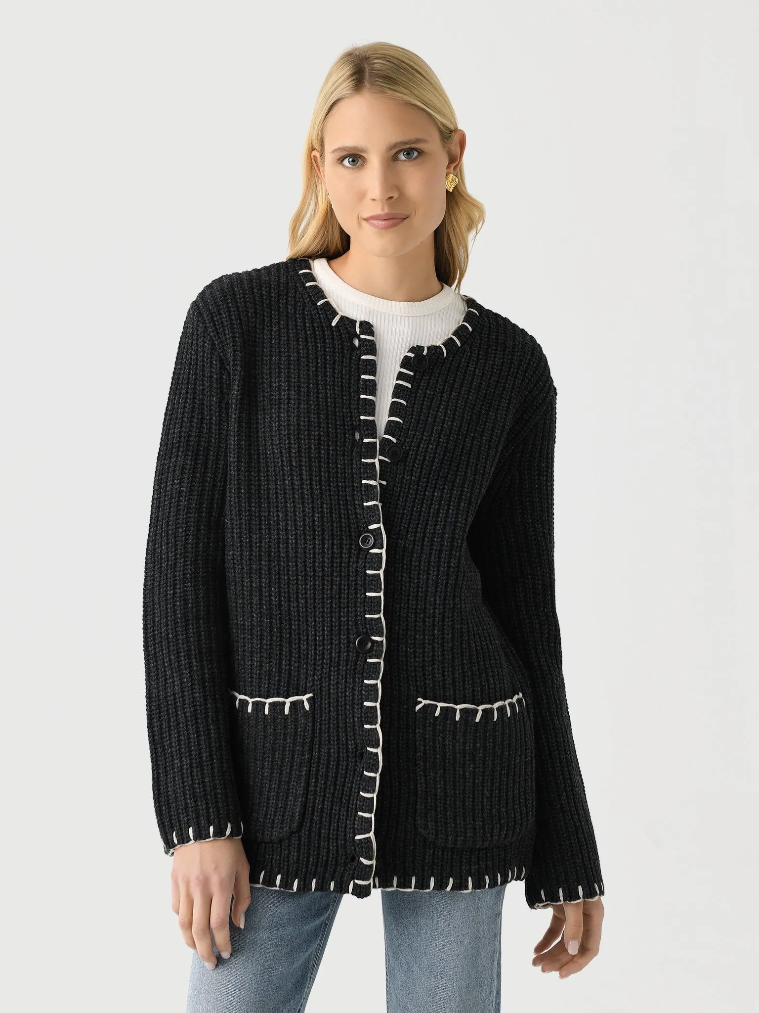 Alex Mill Women's Marylebone Sweater Jacket with Matching Scarf