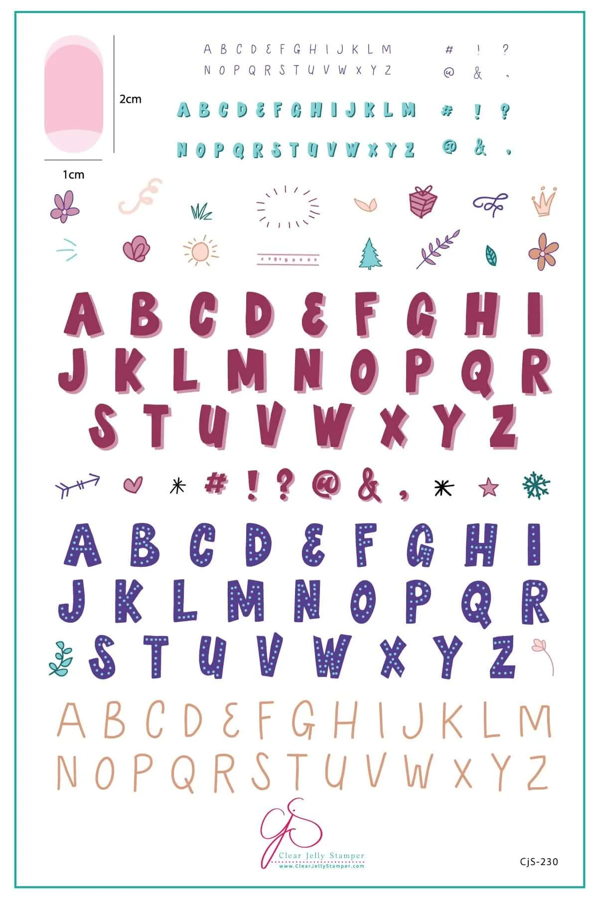 Alphabet - Party (CjS-230) Steel Nail Art Layered Stamping Plate