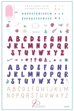 Alphabet - Party (CjS-230) Steel Nail Art Layered Stamping Plate