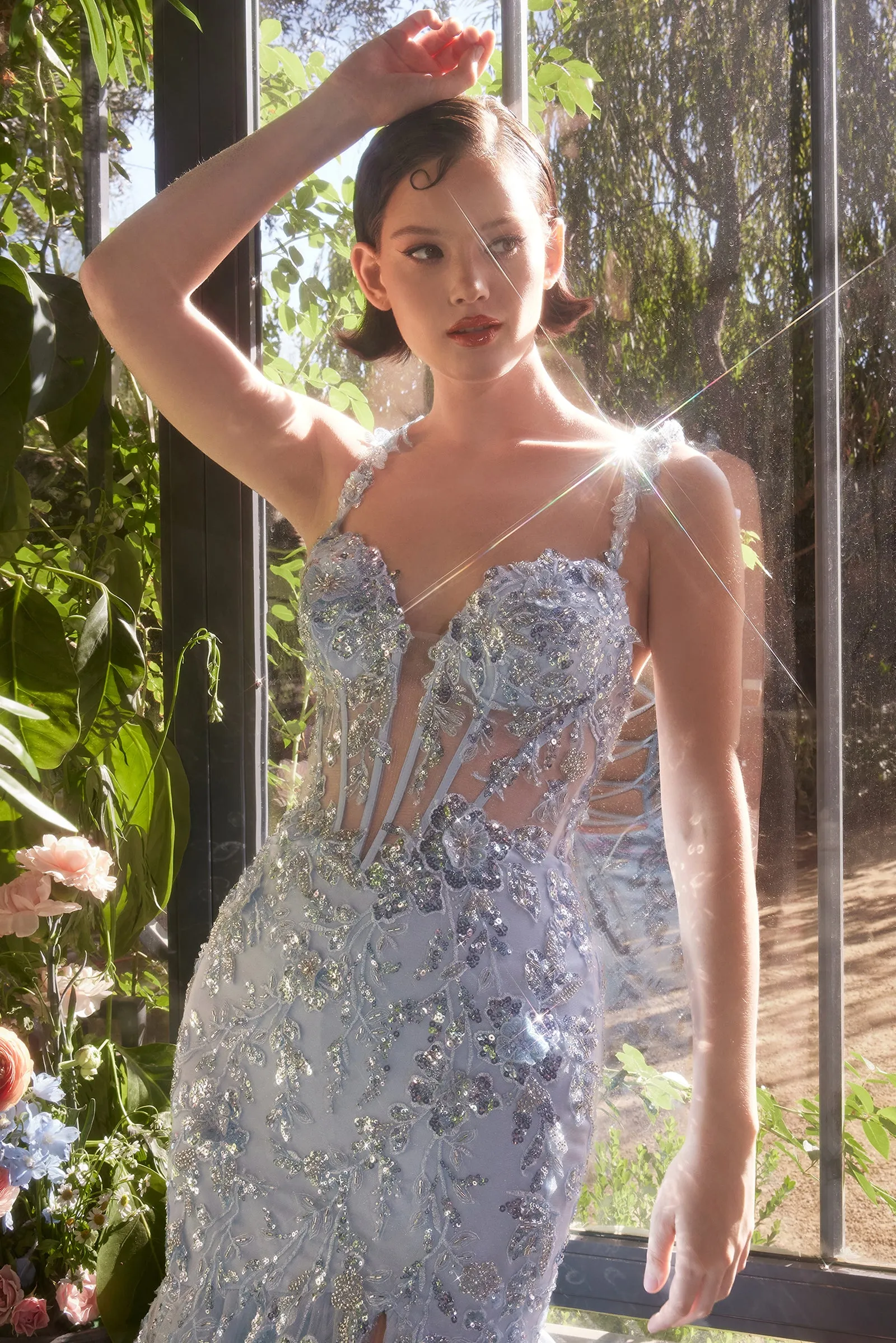 ANDREA & LEO A1429 Sequin Lace Applique Mermaid Gown