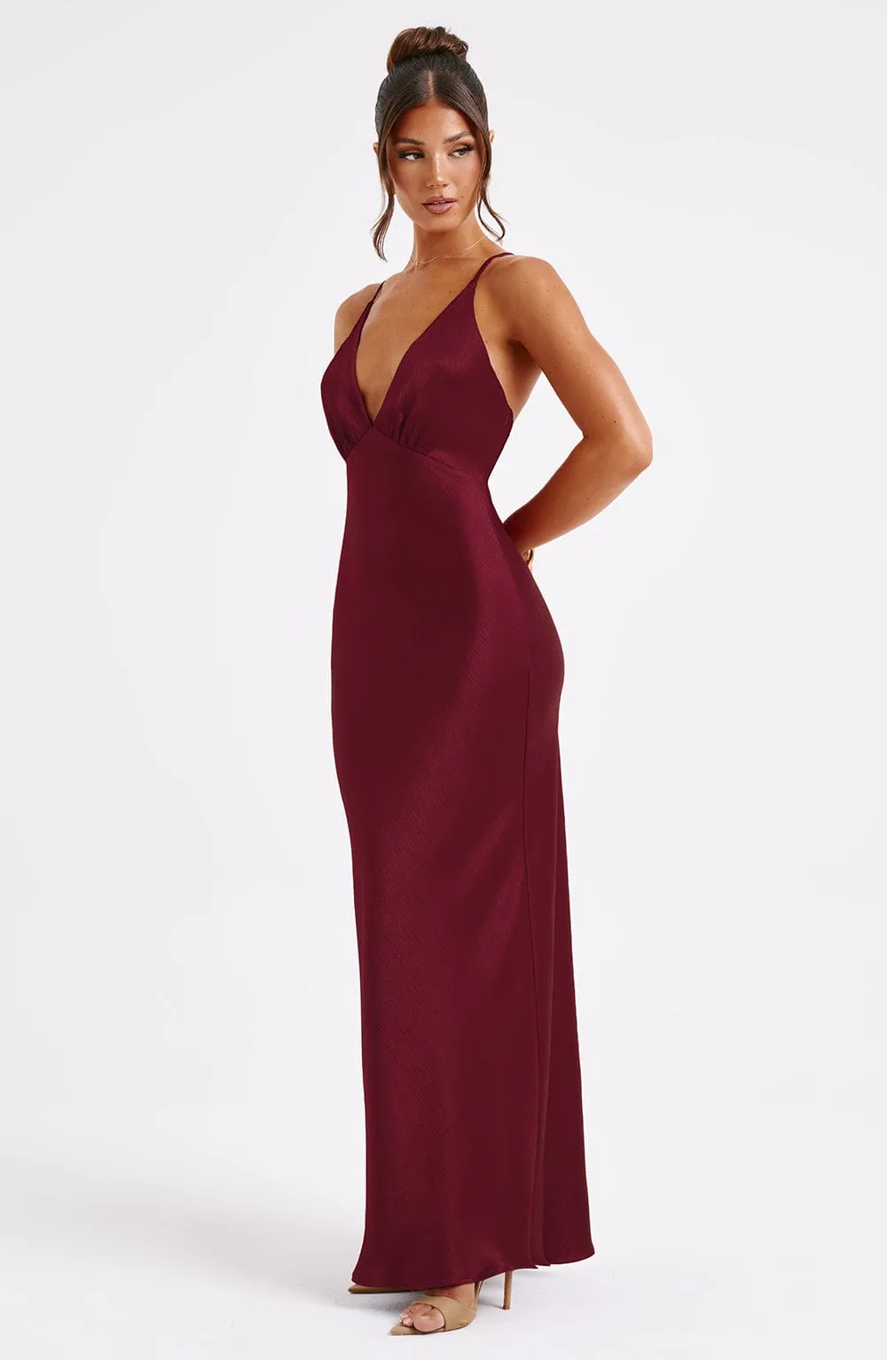 Anja Maxi Graceful Dress - Burgundy