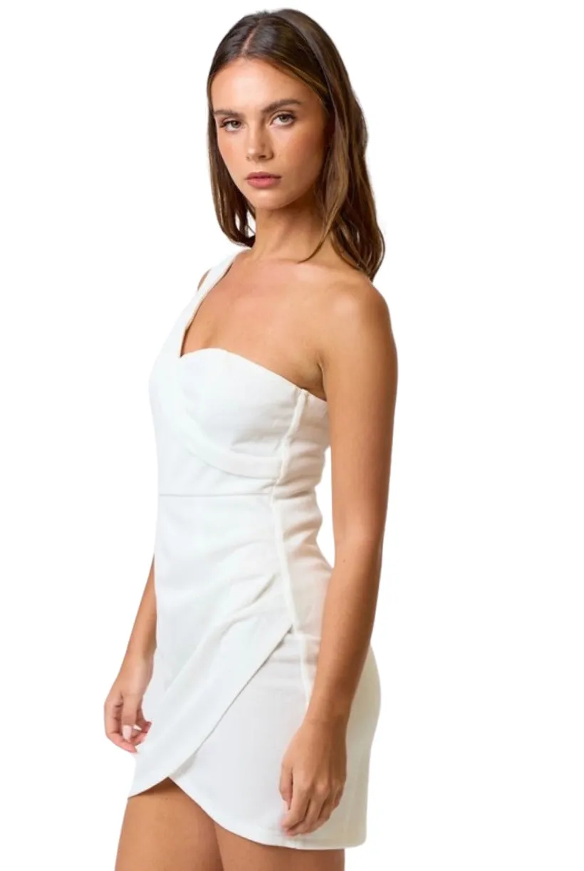 Apparel- Blue Blush One Shoulder Mini Bodycon Dress