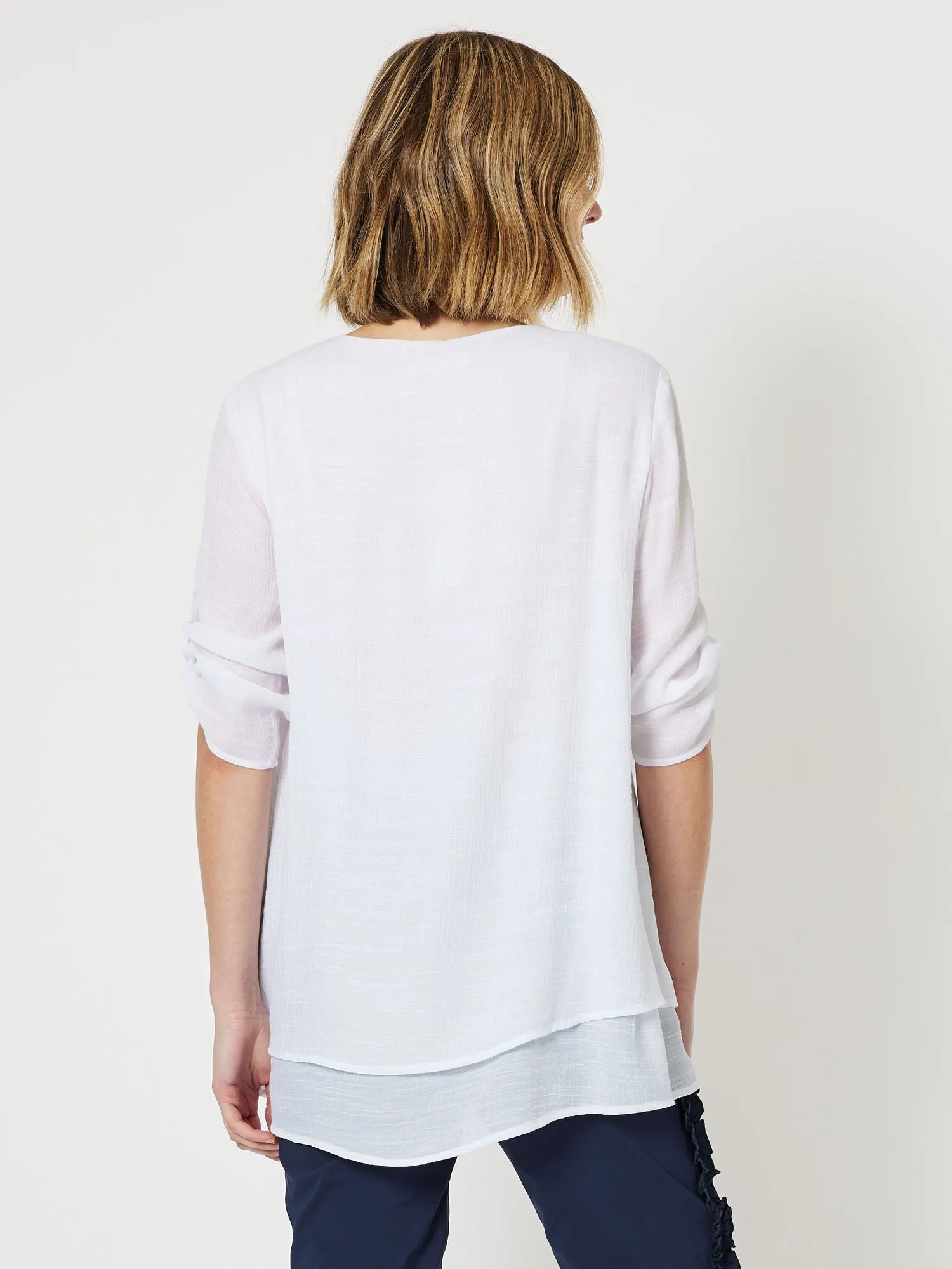 Atlantis V-Neck Layered Top - White