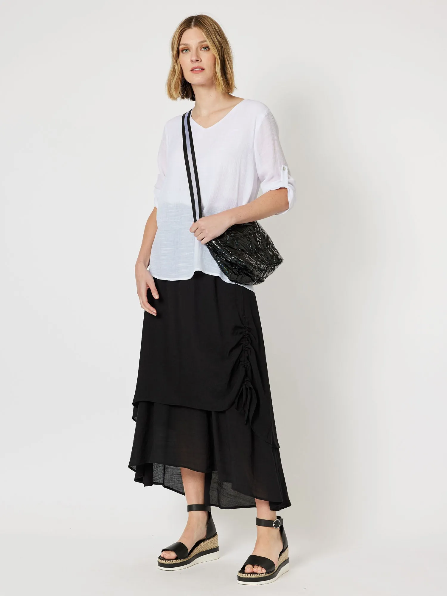 Atlantis V-Neck Layered Top - White