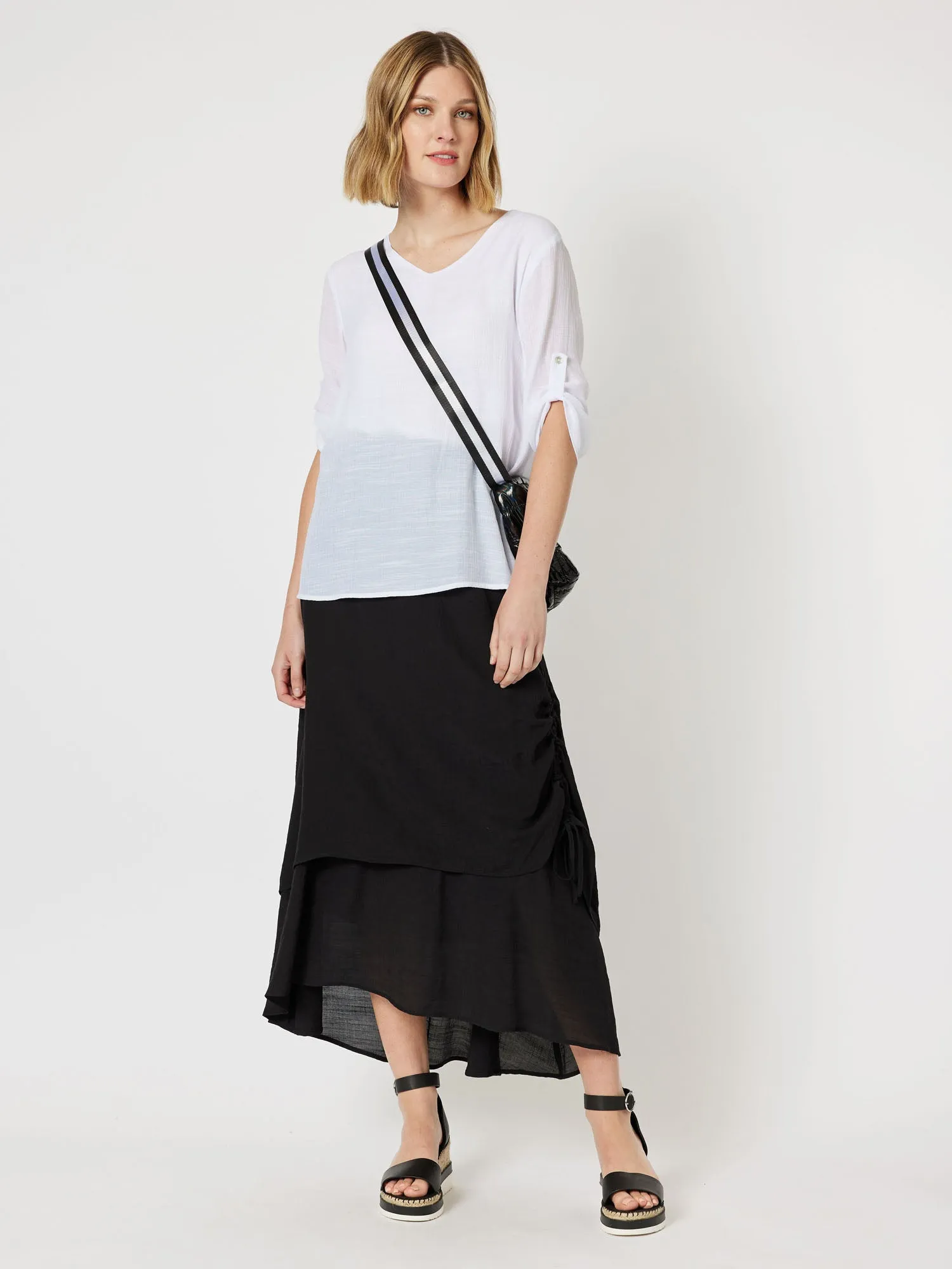 Atlantis V-Neck Layered Top - White