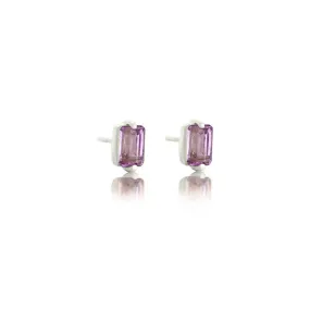 Baguette Mini Stud, Amethyst, Silver