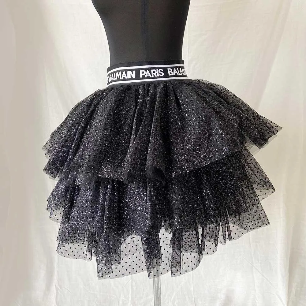 Balmain Glitter Tulle Mini Skirt (Kids 16A)