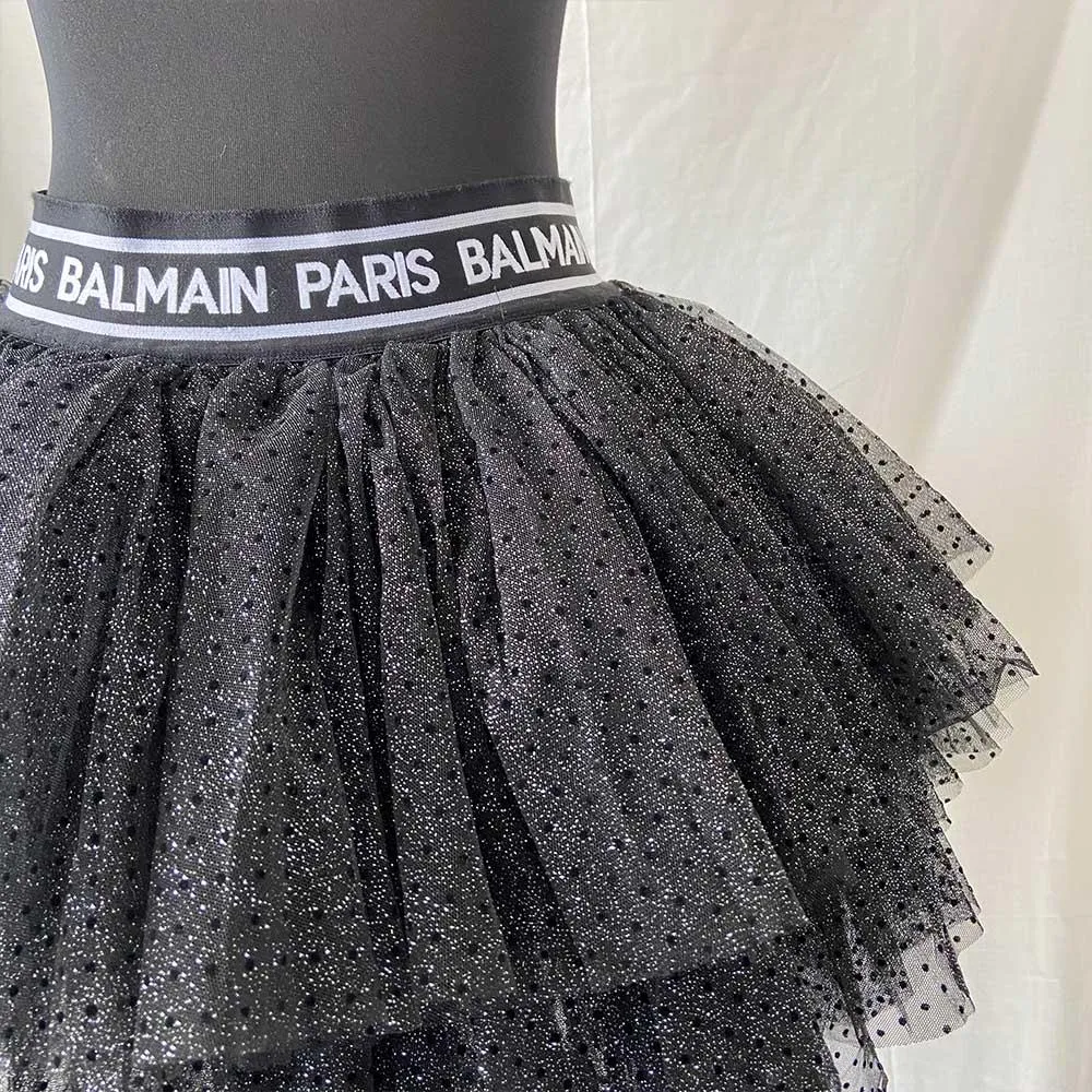 Balmain Glitter Tulle Mini Skirt (Kids 16A)
