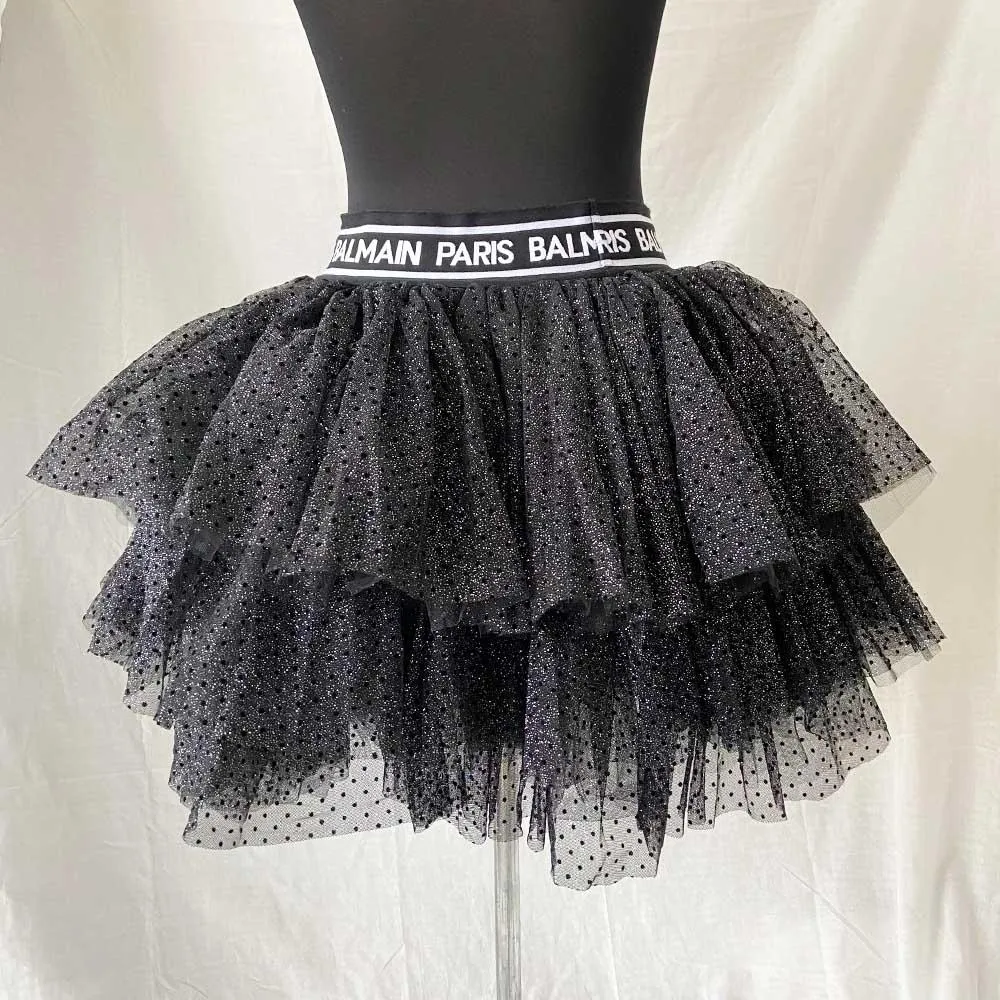 Balmain Glitter Tulle Mini Skirt (Kids 16A)