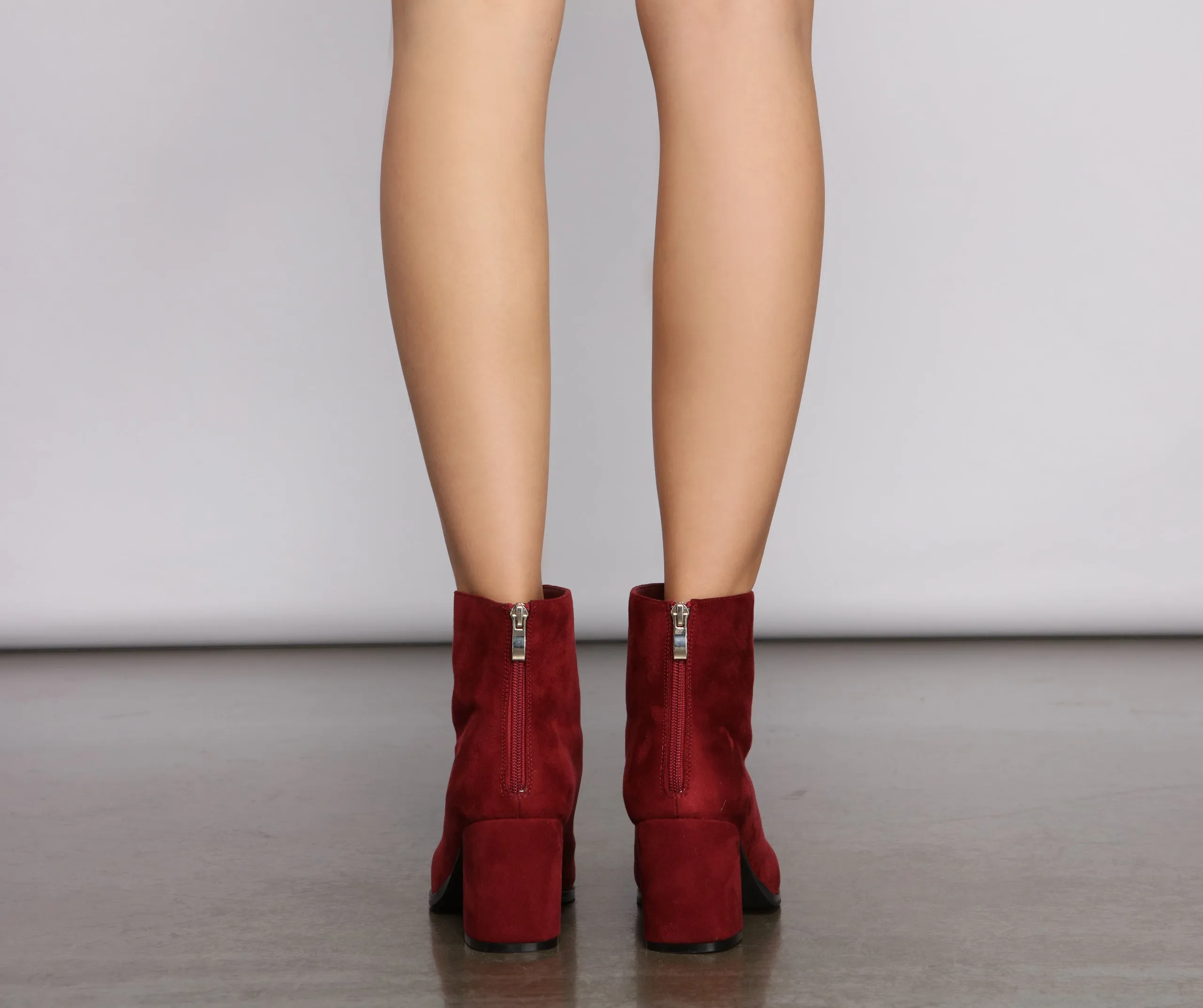 Basic Babe Faux Suede Block Heel Booties