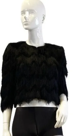 BCBG Maxazria Jacket Black Fringe Cropped Size S NWOT SKU 000409-6