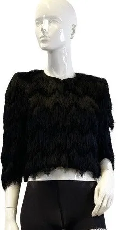 BCBG Maxazria Jacket Black Fringe Cropped Size S NWOT SKU 000409-6