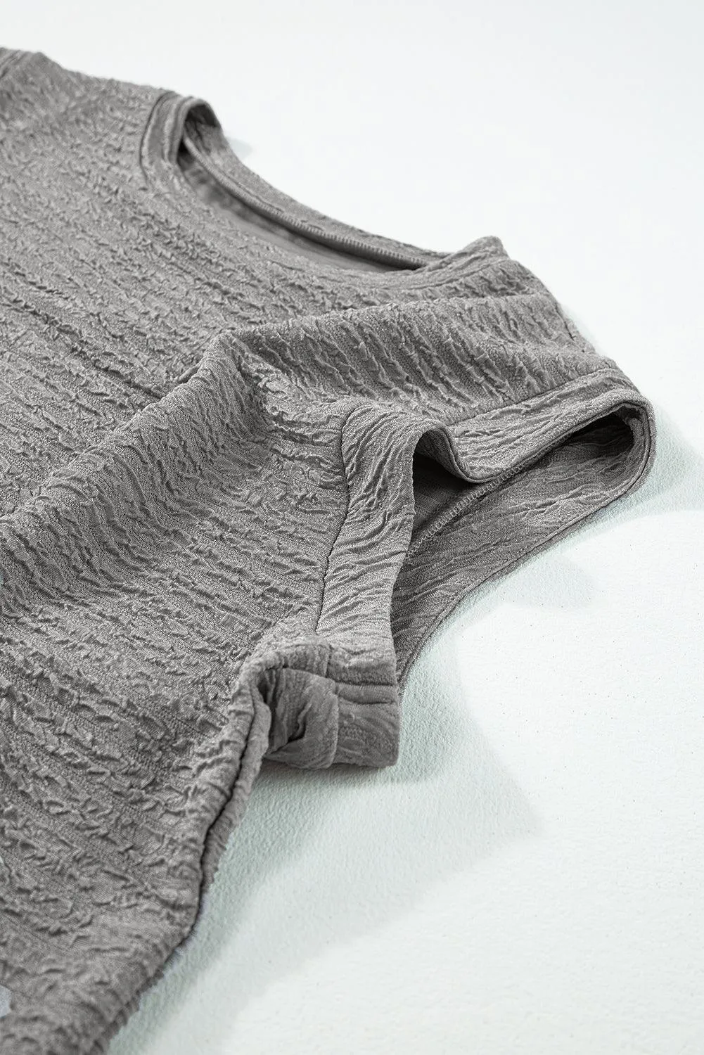 Beige Casual Solid Color Textured Sleeveless Shirt
