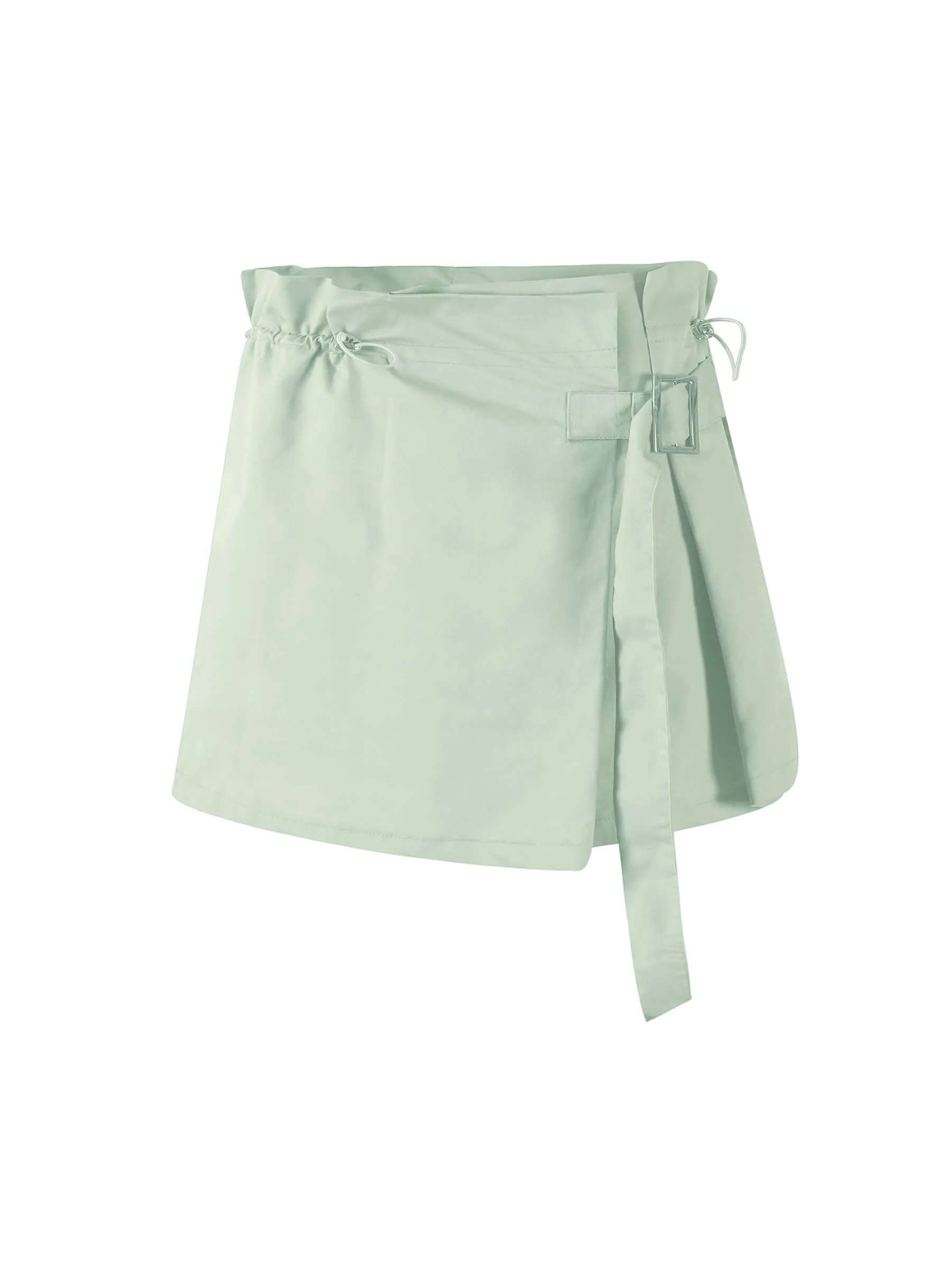 Belted Layered Wrap Cotton Skirt
