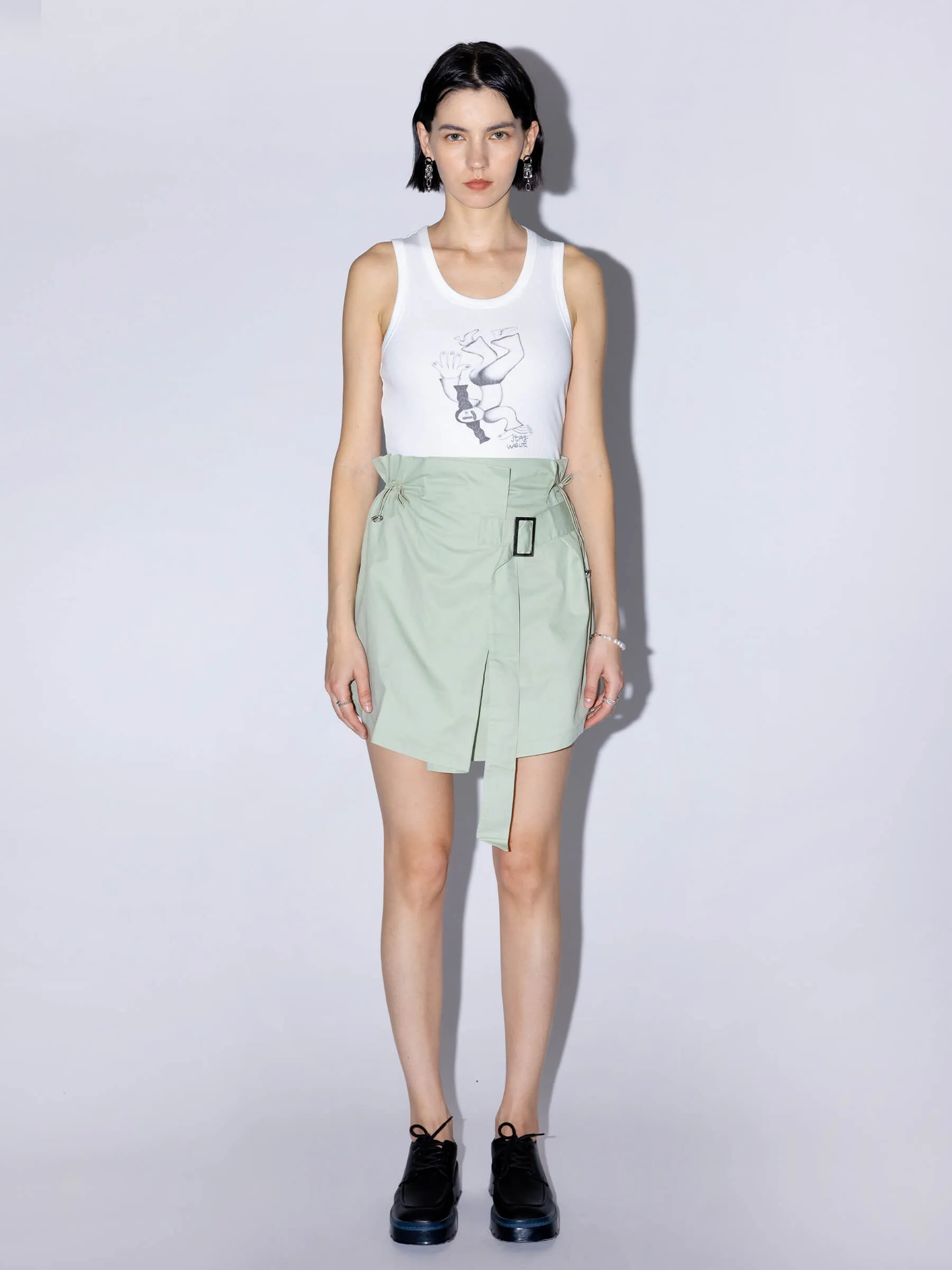 Belted Layered Wrap Cotton Skirt