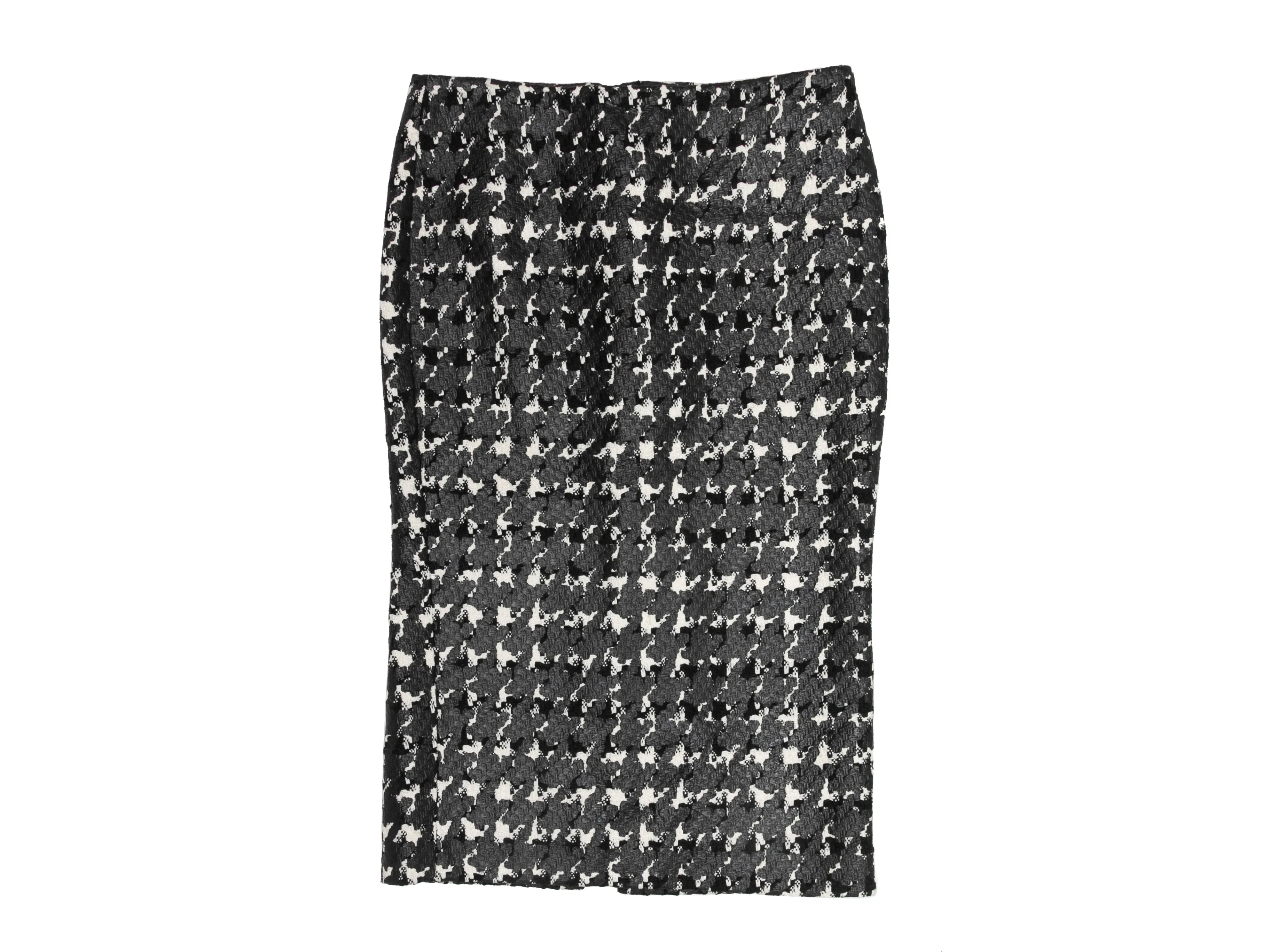 Black & White Alexander McQueen Fall/Winter 2009 Silk Houndstooth Skirt Size IT 38