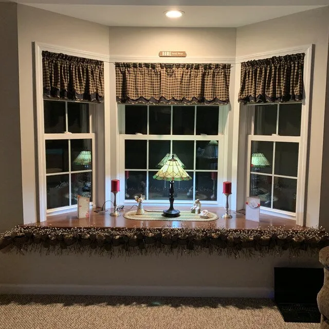 Black Check Scalloped Layered Valance 16x60